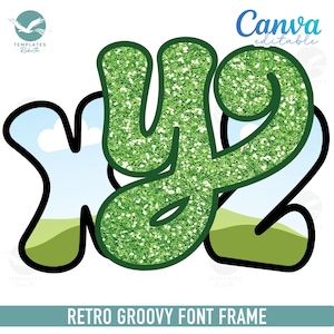 Retro Groovy Font Frame: Editable Alphabet Set for Canva (Digital Download)