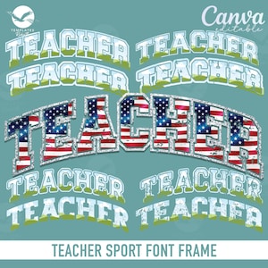 Teacher Sports Letters Frame: Canva Editable Alphabet (PNG, Digital Download)