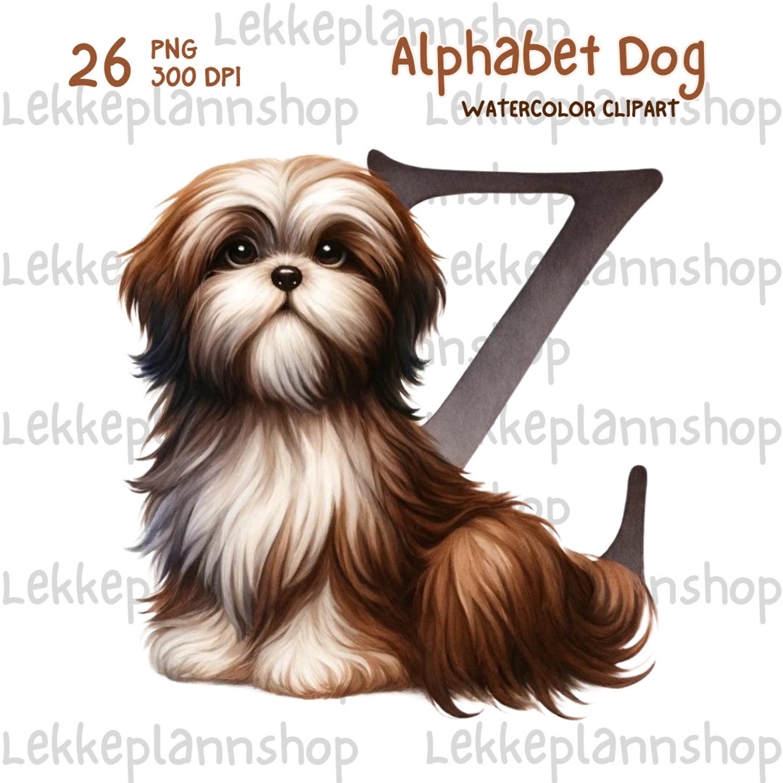 Dog Font, Alphabet PNG, Dog Letters Clipart, Watercolor Clipart,cute ...