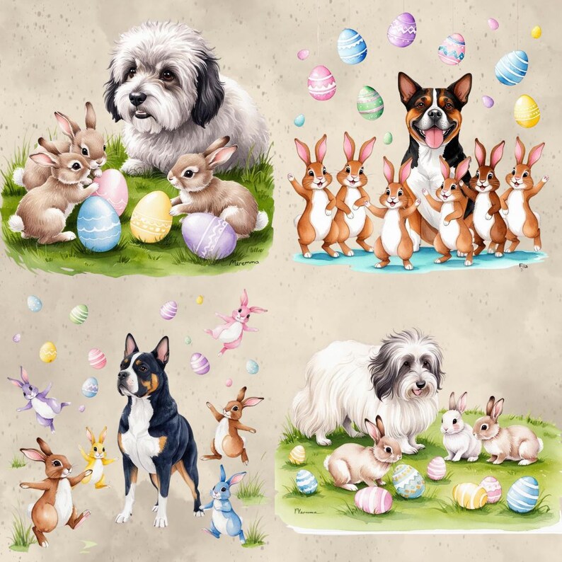 Easter Dog Watercolor Clipart, Animal PNG (digital Download - Etsy Canada