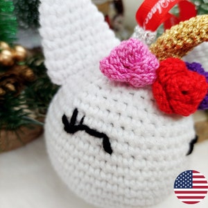 Magical Unicorn Amigurumi Crochet Pattern Ornament for Festive Christmas Decor