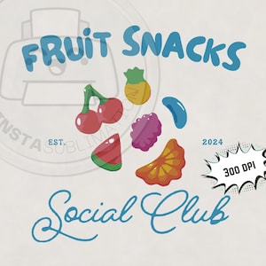 Retro Summer Vibes PNG, Fruit Snack Social Club Sublimation, süßes Sommershirt png, Trendy Sommerfrucht Design 300dpi Bilddruckdatei