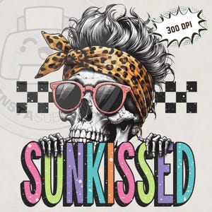 Sunkissed png, snarky skelet png, trendy vintage retro sublimatieontwerp, populair zomer-T-shirt png, pittige png, download