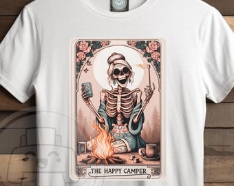 The Happy Camper png, Funny Tarot Card PNG, Sarcastic Skeleton Sublimation Design, Mom Skull png | Attitude sublimation PNG File,