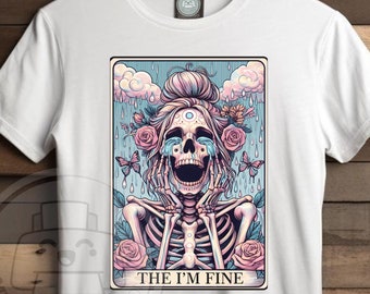 I'm fine png, Funny Tarot Card PNG, Sarcastic Skeleton Sublimation Design, Witchy Skull png | sarcastic sublimation PNG File, Download