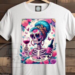 De Mama Juice Funny Tarot Card PNG, Sarcastisch Skeleton Sublimation Design, Witchy Skull png Funny Wine sublimatie PNG File, Download
