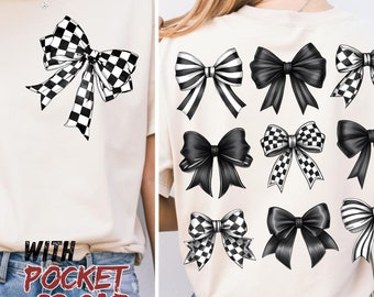 Black Checked Bow png Watercolor Coquette bows PNG Bow Collage, Preppy  Retro Bow Clip Art, Black Ribbon Sublimation Shirt Design