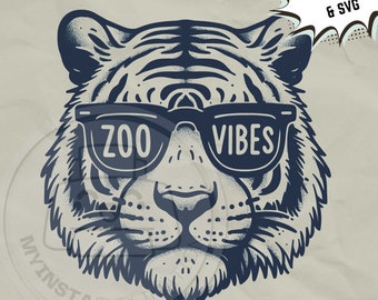 Tiger Zoo Vibes svg | Tiger Sunglasses png | Field trip svg | Kids zoo shirt png | zoo party sublimation svg files for cricut
