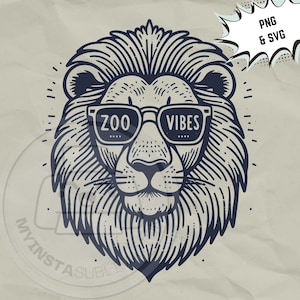 Zoo Vibes svg | Óculos De Sol Leão png | Viagem de campo svg | Camisa infantil zoológico png | arquivos svg de sublimação de festa zoo para cricut