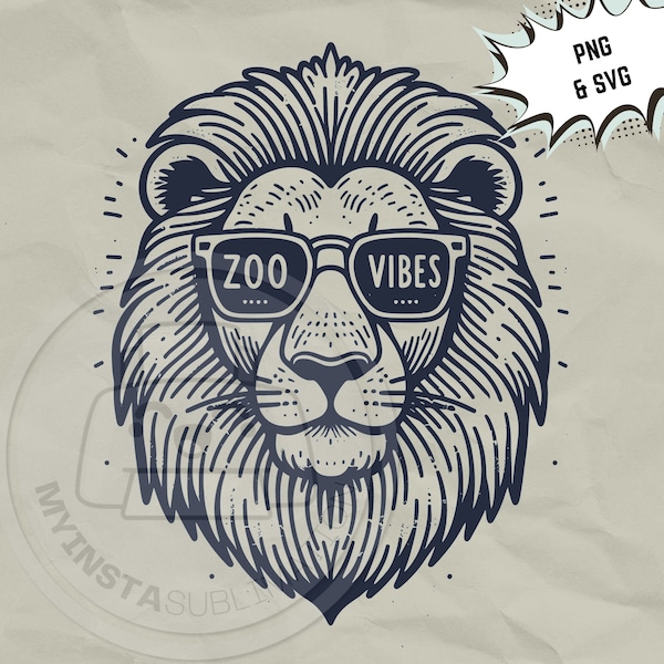 Zoo Vibes svg | Lion Sunglasses png | Field trip svg | Kids zoo shirt png | zoo party sublimation svg files for cricut