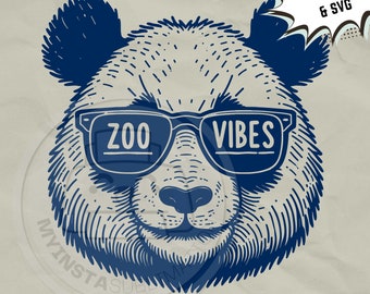 Zoo Vibes svg | Panda Sunglasses png | Field trip svg | Kids zoo shirt png | zoo party sublimation svg files for cricut