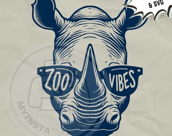 Zoo Vibes svg | Rhino Sunglasses png | Field trip svg | Kids zoo shirt png | zoo party sublimation svg files for cricut