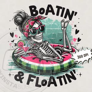 Varen en drijven png, snarky skelet png, trendy zomer sublimatieontwerp, populair T-shirt png, pittige png, download