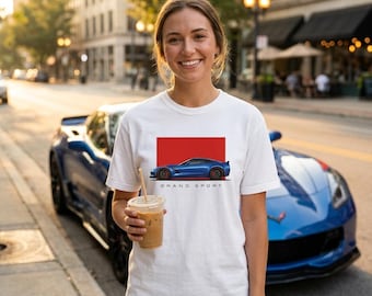 Blue C7 Grand Sport Corvette Graphic Tee, Track-Inspired Car Shirt