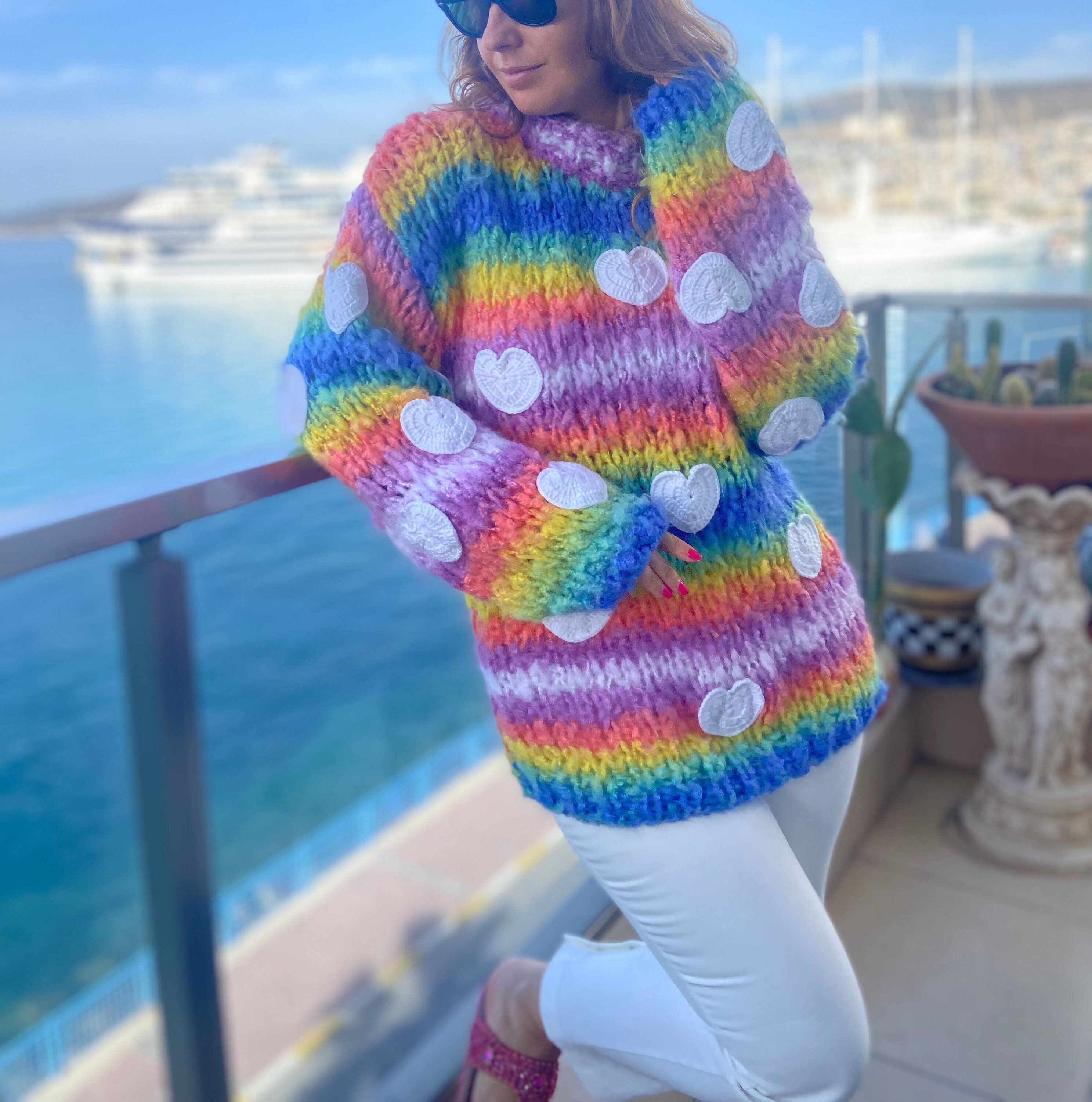 White and rainbow sweater new arrivals