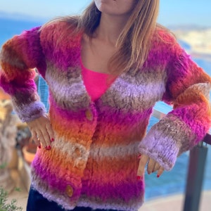 Tiger Sweater: Colorful Maximalist Knit Crewneck, Kawaii Tiger Sweater: Colorful Maximalist Knit Crewneck, Kawaii