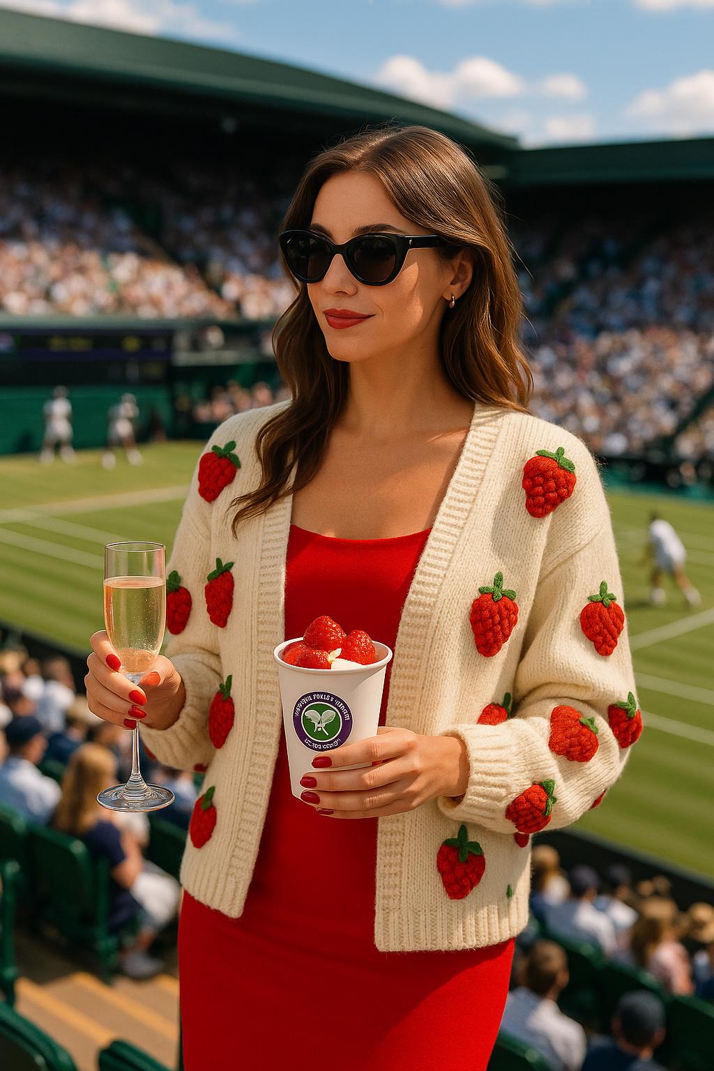 Strawberry Cardigan | Iconic Wimbledon Strawberries Knitwear