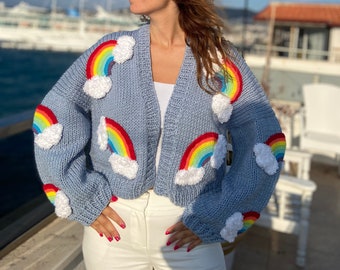 Rainbow Cardigan Dreamers Cardigan Sweaters Rainbow Cardigan Plus