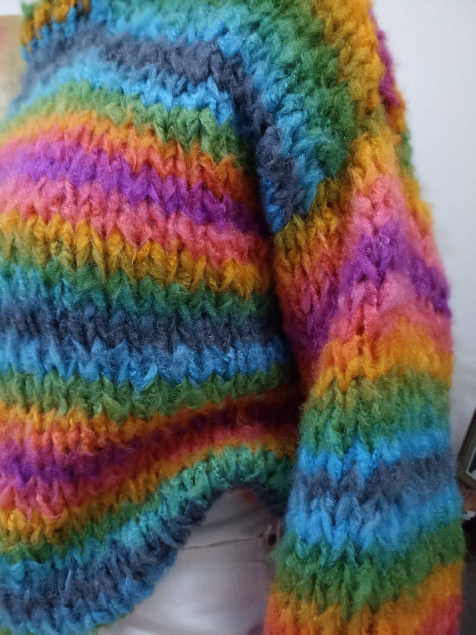 Blue Orange Purple Green Striped Rainbow Jumper Chunky Oversized Colourful Stripes Knitwear Knitted Sweater Multicoloured Pullover Top Etsy Canada