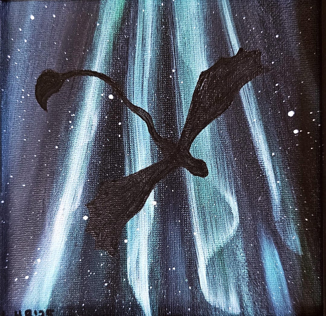 Original Dragon Painting: Aurora Borealis Fantasy Art- Framed Acrylic ...