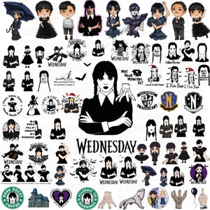 Wednesday Addams PNG Bundle - Netflix series bundle PNG - Wednesday Addams  bundle PNG , Silhouette, Digital Download