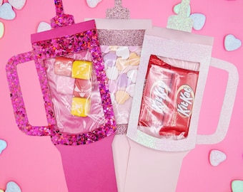 Stanley Cup Inspired Valentine Gift Card Holder, DIY Tumbler Craft (PNG, PDF)