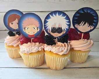 Toppers de cupcake de anime, festa de aniversário de anime (download digital)