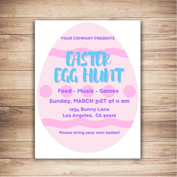 Easter Poster Warm Colors, Easter Egg Hunt Flyer, Printable Invite for School, Church, Work Event, Easter Egg Hunt Event EDITABLE TEMPLATE