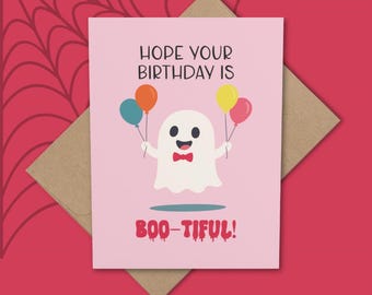 Boo-tiful Ghost Birthday Card – Funny Halloween Birthday Card, Spooky Cute Birthday Greeting