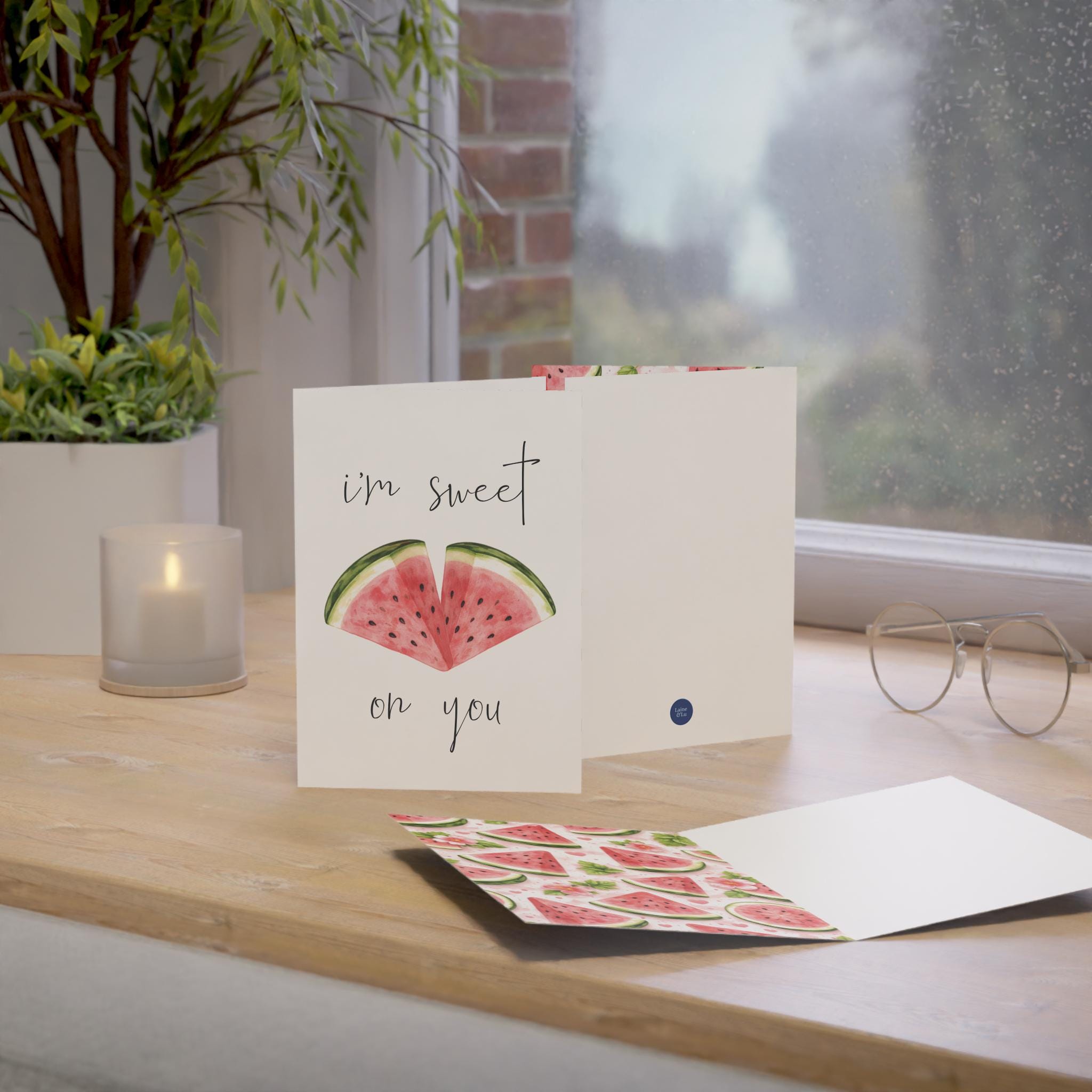 I’m Sweet on You Card – Cute Watermelon Love Pun Greeting Card – Funny ...