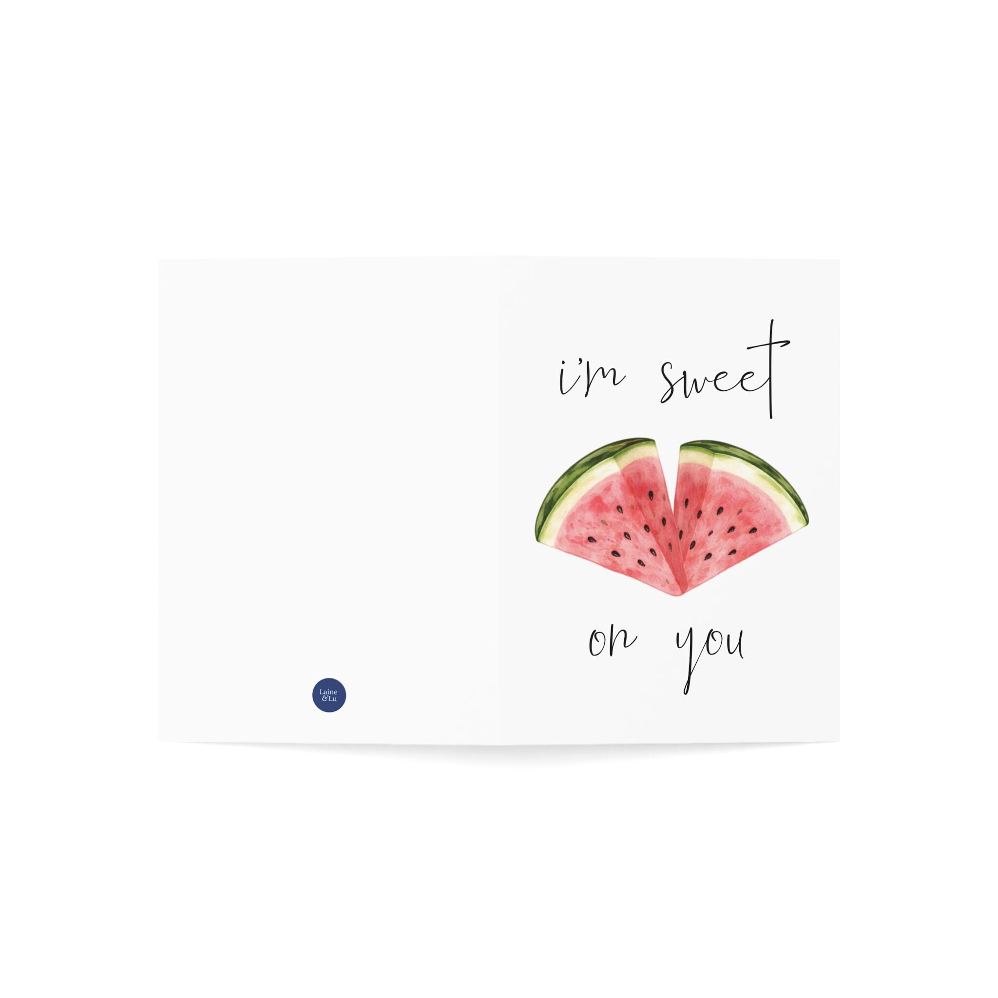 I’m Sweet on You Card – Cute Watermelon Love Pun Greeting Card – Funny ...
