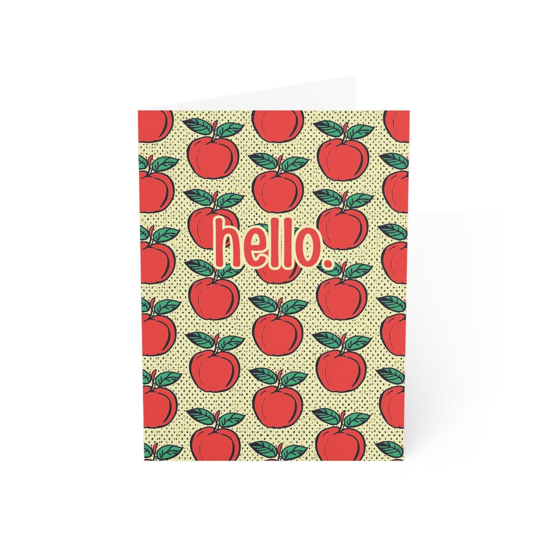Hello Greeting Card With Peach Pattern | Cute Minimal Hello Card ...