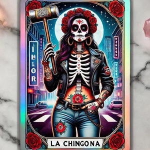 La Chingona Tarot Karte PNG, Mexikanischer Chola Schädel PNG, lustiges Latein PNG, lustiges Latein PNG, LATINA Tarot Karte, Spanische Tarot Karte