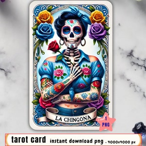La Chingona Tarot Karte PNG, Mexikanischer Chola Schädel PNG, lustiges Latein PNG, lustiges Latein PNG, LATINA Tarot Karte, Spanische Tarot Karte