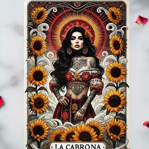 La Cabrona Tarot Karte PNG Digital Dowload Design Druckbare Sublimation Clipart Mexikanische Kunst, Chingona Chicana Latein Trendy PNG