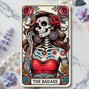 The Badass Tarot Card, Funny Tarot Card PNG, Tarot cards funny PNG, tarot cards png, Skeleton Skull Sublimation Design, Tarot PNG Download