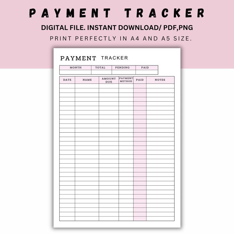 Monthly Bill Payment Tracker, Printable Bill Payment Checklist, Bill ...