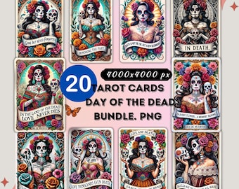 La Catrina Tarot Card Bundle: Día de los Muertos Digital Art (PNG)