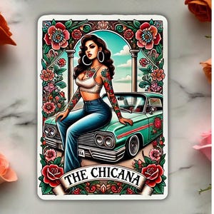 Die Chicana Tarot Karte PNG, lustige Mexicana Sublimationsdesign, spanische Loteria Chingona Lateinische Chola T-Shirt Becher PNG, digitaler Download