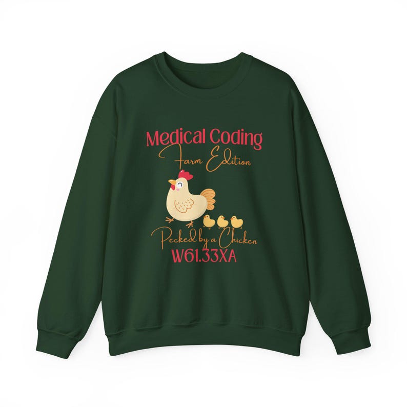 Grappig T-shirt voor medisch personeel | Sweatshirt voor medisch codeerders | Humor over medische codering | Cadeau voor medisch codeerders | ICD-10 Gepikt door een kip afbeelding 6