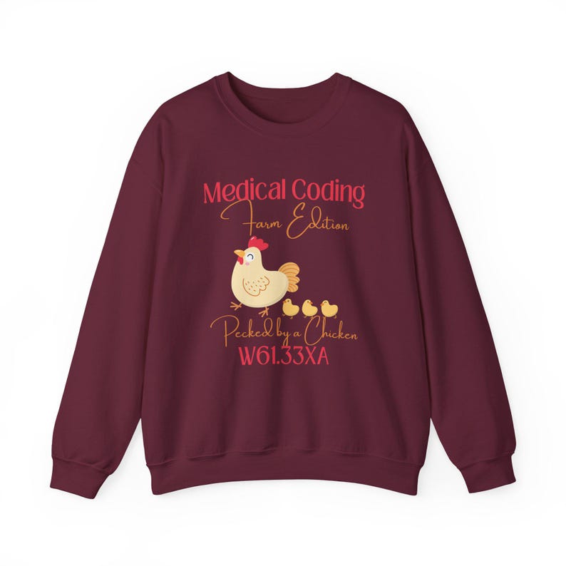 Grappig T-shirt voor medisch personeel | Sweatshirt voor medisch codeerders | Humor over medische codering | Cadeau voor medisch codeerders | ICD-10 Gepikt door een kip afbeelding 5