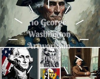 10 George Washington Artworks/Graphics/Print Templates Collection in Different Styles - Instant Download - Commercial Use Allowed