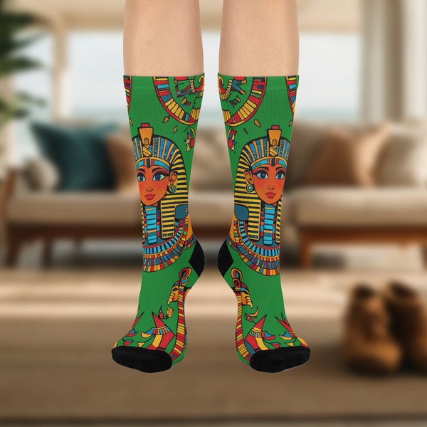 Phunny Pharao Wavebreaker Crew Socks | Colorful design | Comfortable padded sole | Unisex one size US W 5 (EU36) to US M 12 (EU46)