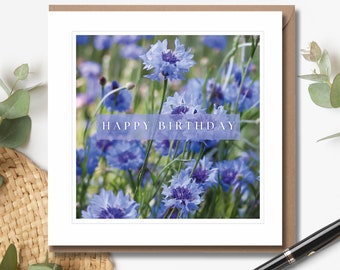Blue Cornflower Birthday Card | Floral Birthday Card | Fine Art Photography | Blank Greeting Cards