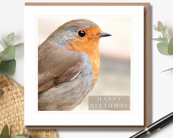 Robin Photographic Birthday Card | Wildlife Greeting Card | Bird Photography