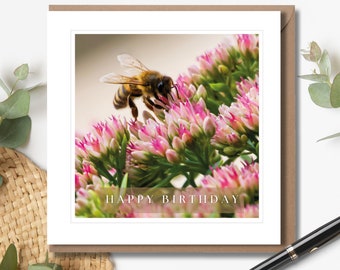 Honey Bee Birthday Card | Wildlife Photographic Card | Nature Photography