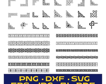 Celtic corners (24) and Celtic bands (12) pack - Saved individually - digital download!!