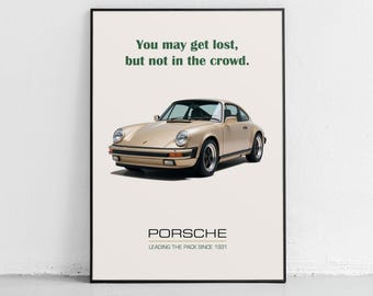 Porsche champagne colored poster Porsche 911 | Digital Download