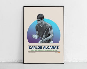Carlos Alcaraz Tennis Poster | Sports Art Print (Digital Download)