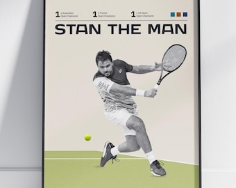 Stan Wawrinka Tennis Poster, Minimalist Design (Digital Download!)